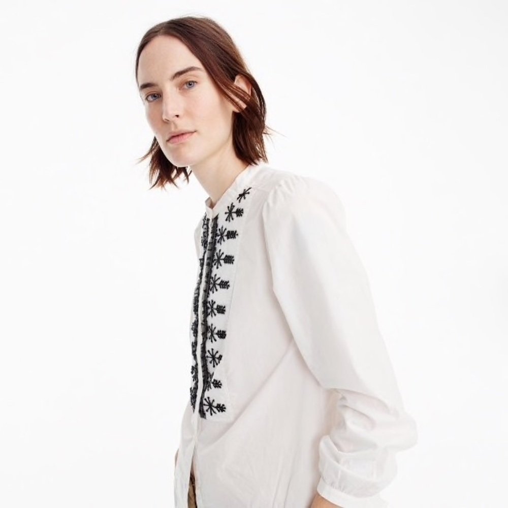 J. Crew Embellished button-up white poplin - Picture 3 of 5